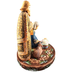 Crèche de Noël sculptée en bois massif.