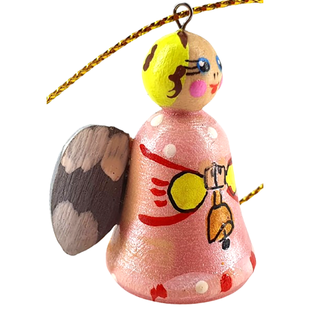 DÉCORATION DE NOËL . Figurine russe à suspendre " Ange rose " .