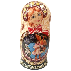 Poupées russes (Matriochka) de collection " Oiseau de feu " à 5 pcs.