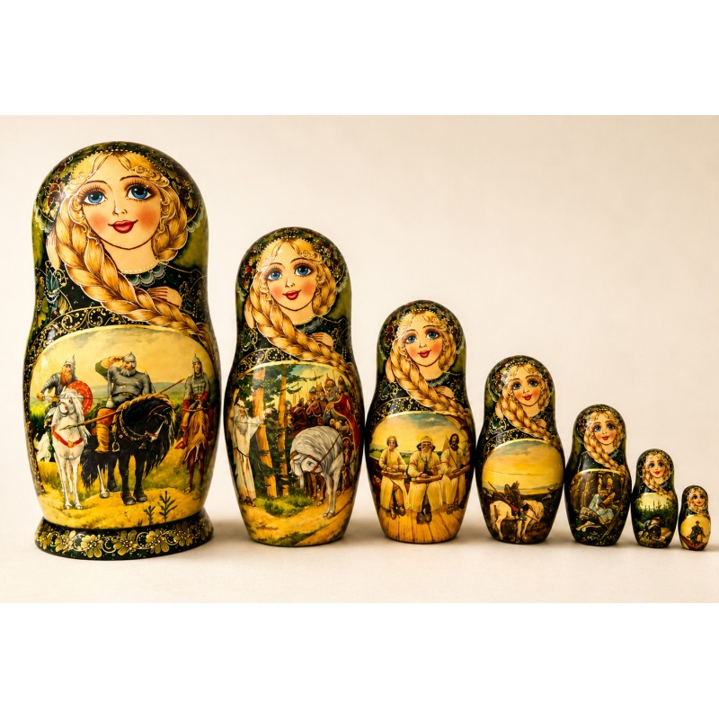 Poupées russes de collection - Matriochka  "Trois héros"- 7 Pcs.