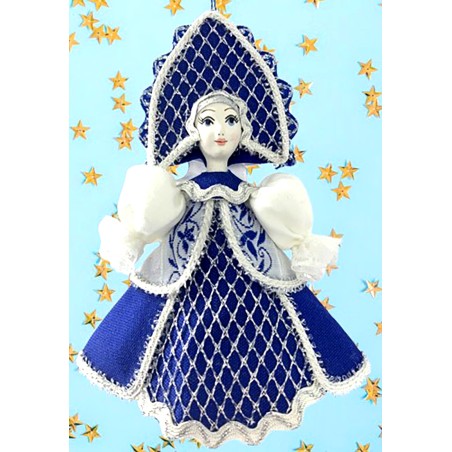 CADEAU DE NOËL . Décoration de sapin. Figurine russe à suspendre " Poupée en tenue folklorique russe ".