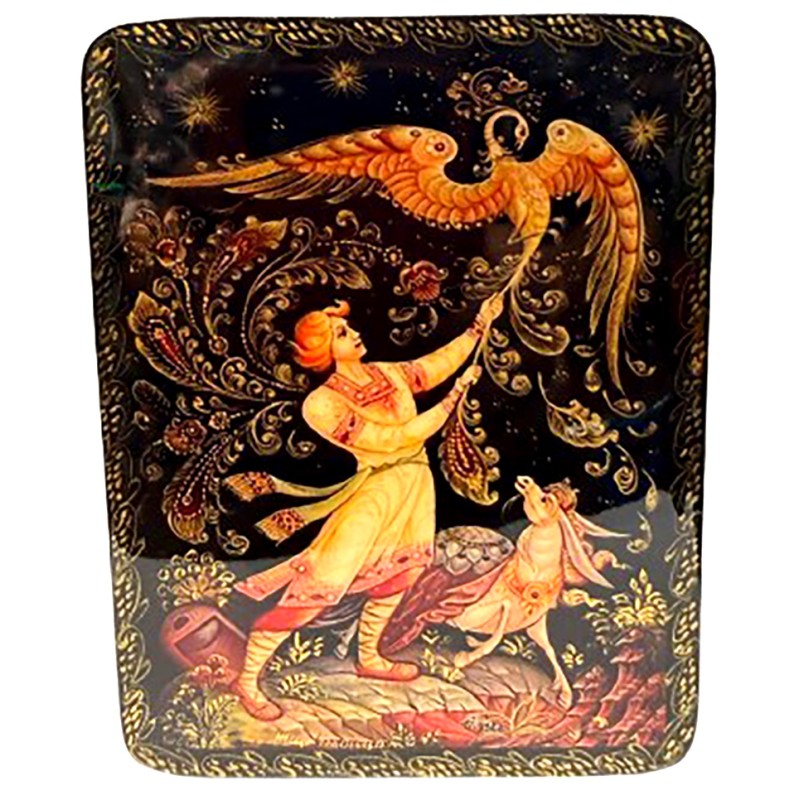 Boite laquée  "OISEAU de FEU ".
